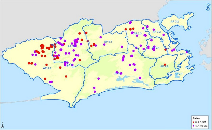 Mapa dos empreendimentos MCMV no município.