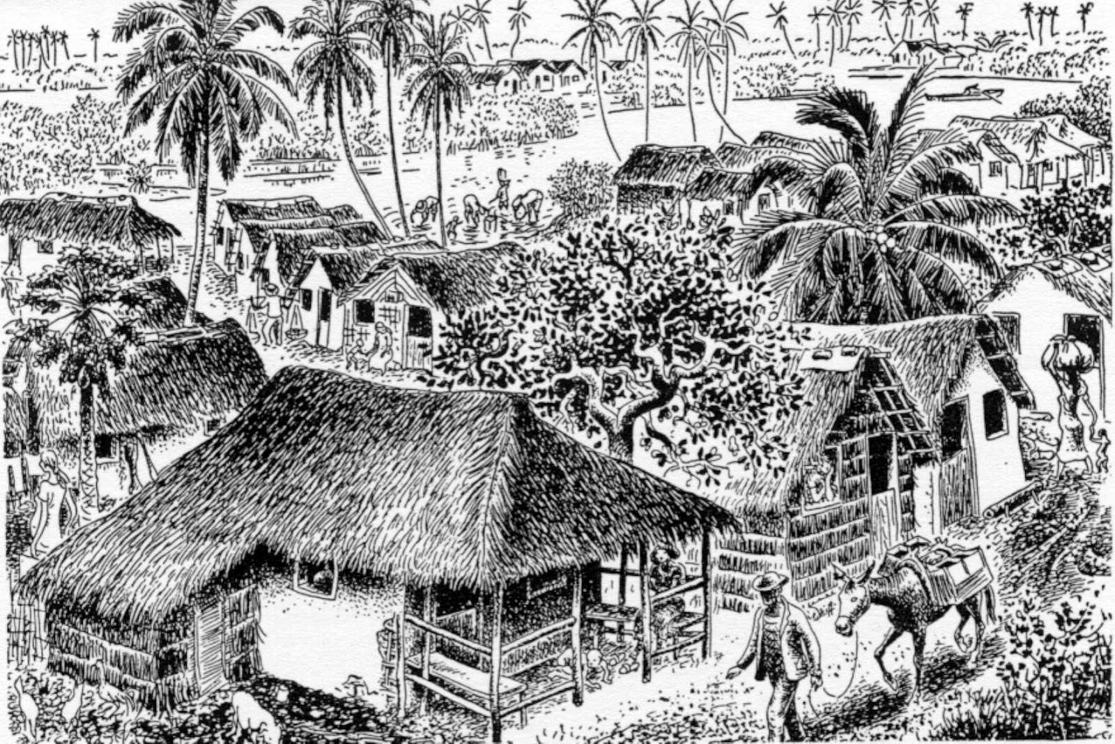 Gravura do Quilombo dos Palmares. Os Quilombos ou Mocambos foram as primeiras experiências de liberdade no Brasil, ainda no período colonial.