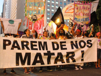 Ato do Dia Internacional da Mulher, na Cinelândia, Centro do Rio de Janeiro. Foto: Jaqueline Suarez