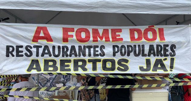 A fome dói. Restaurantes Populares Abertos Já. Foto: TV Band Rio