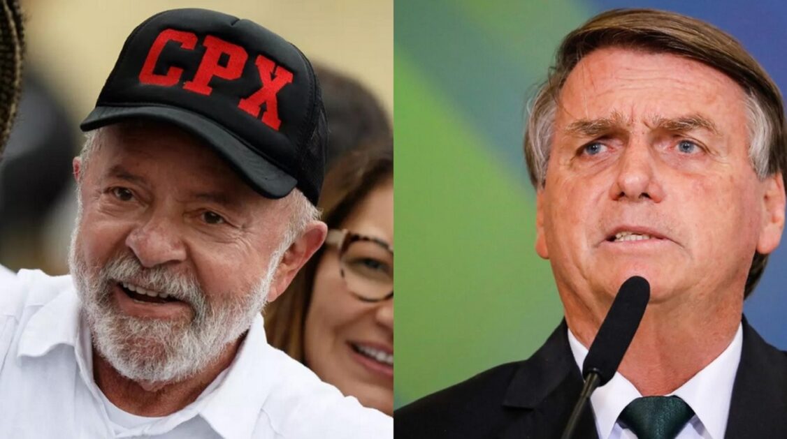 Montagem Carta Capital: Lula à esquerda, usando o Boné com a sigla CPX e, à direita, Bolsonaro