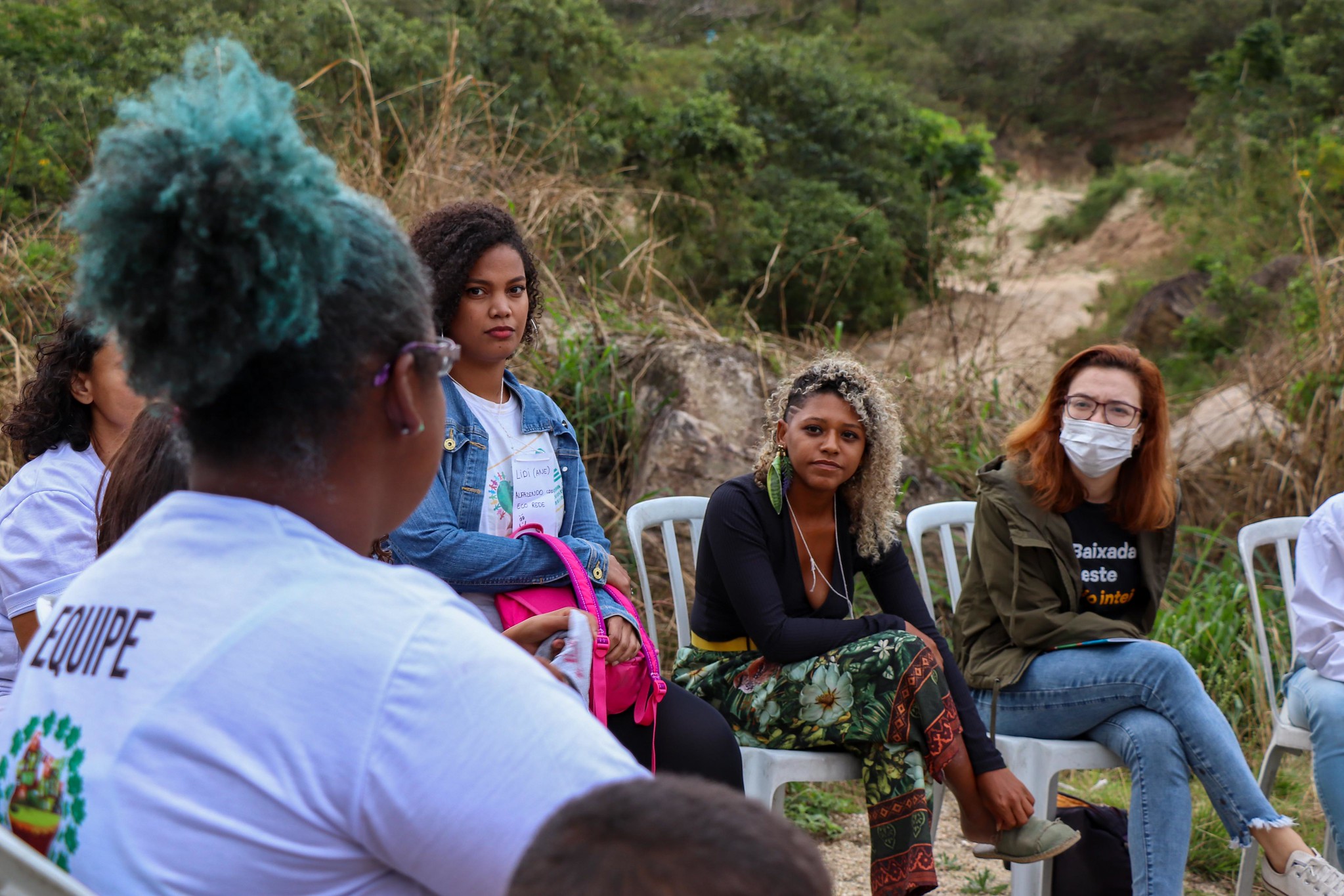 Gisele Moura e demais participantes da roda de discussão de racismo ambiental. Foto: Alexandre Cerqueira
