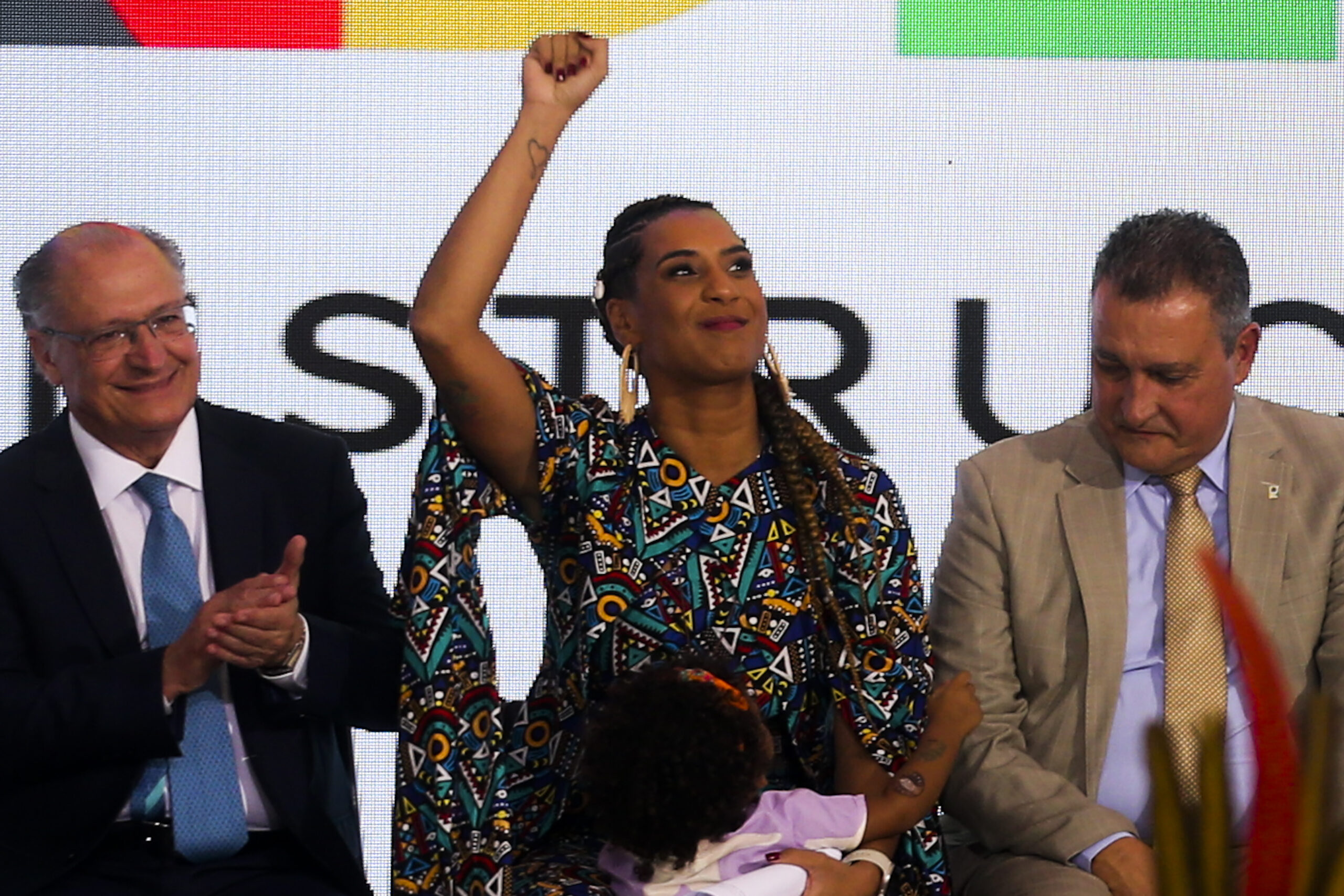 Anielle Franco em sua posse como ministra. Foto: Valter Campanato/Agência Brasil