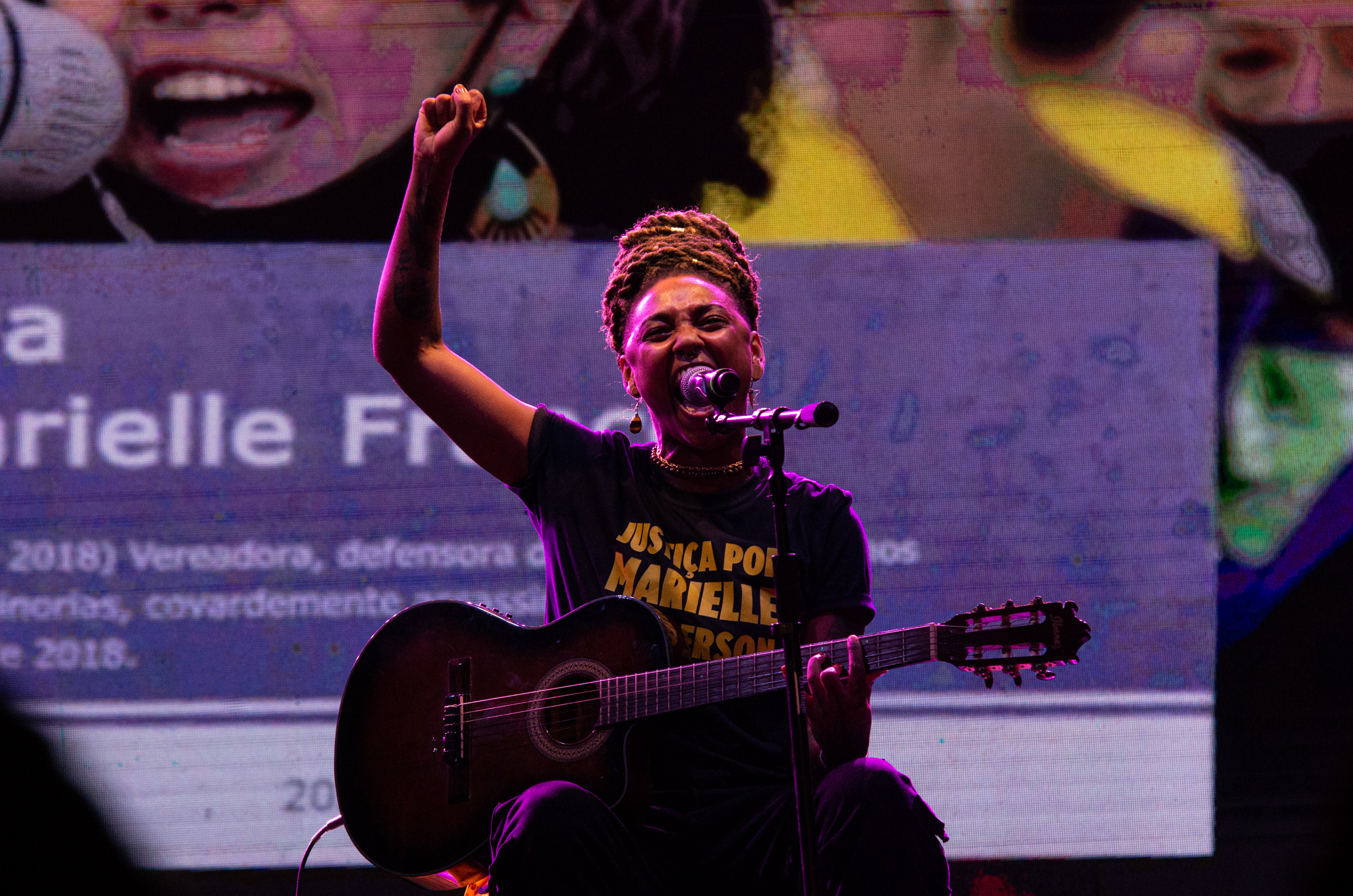 Bia Ferreira, se apresenta no Festival Justiça por Marielle e Anderson. Foto: Bárbara Dias
