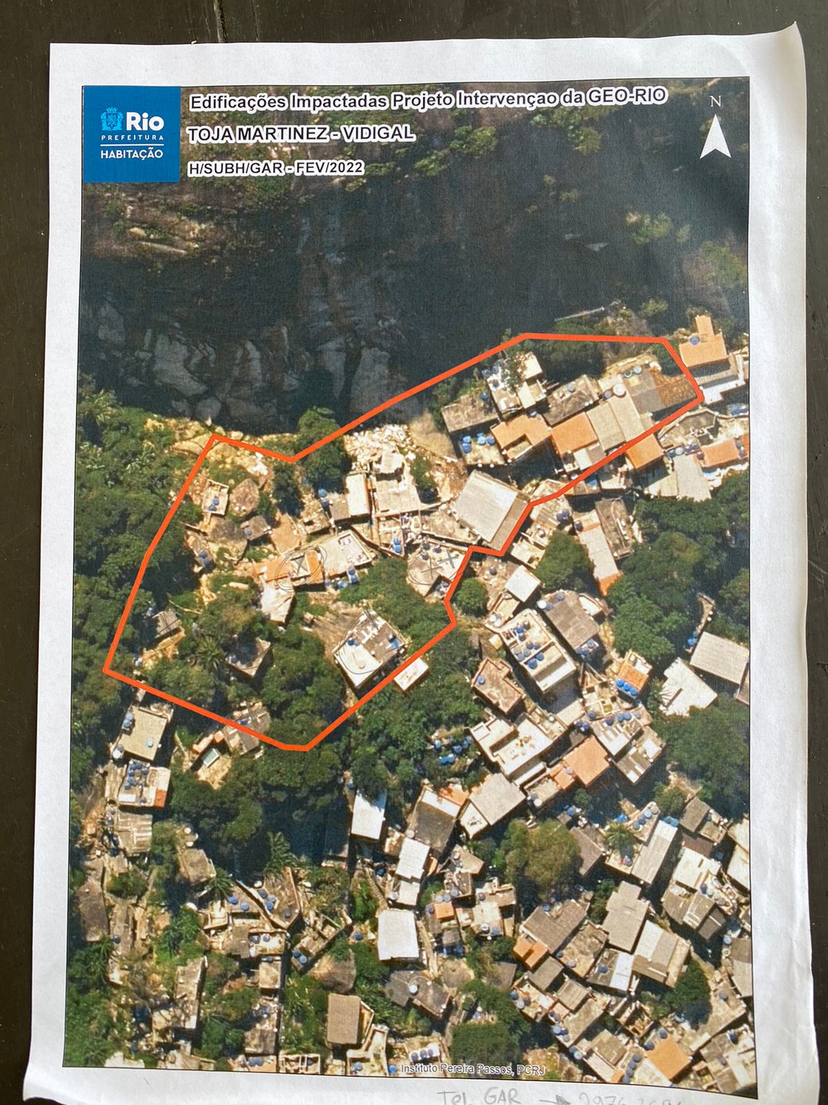 Mapeamento atual de casas que serão removidas na área da Jaqueira. Fonte: Geo-Rio