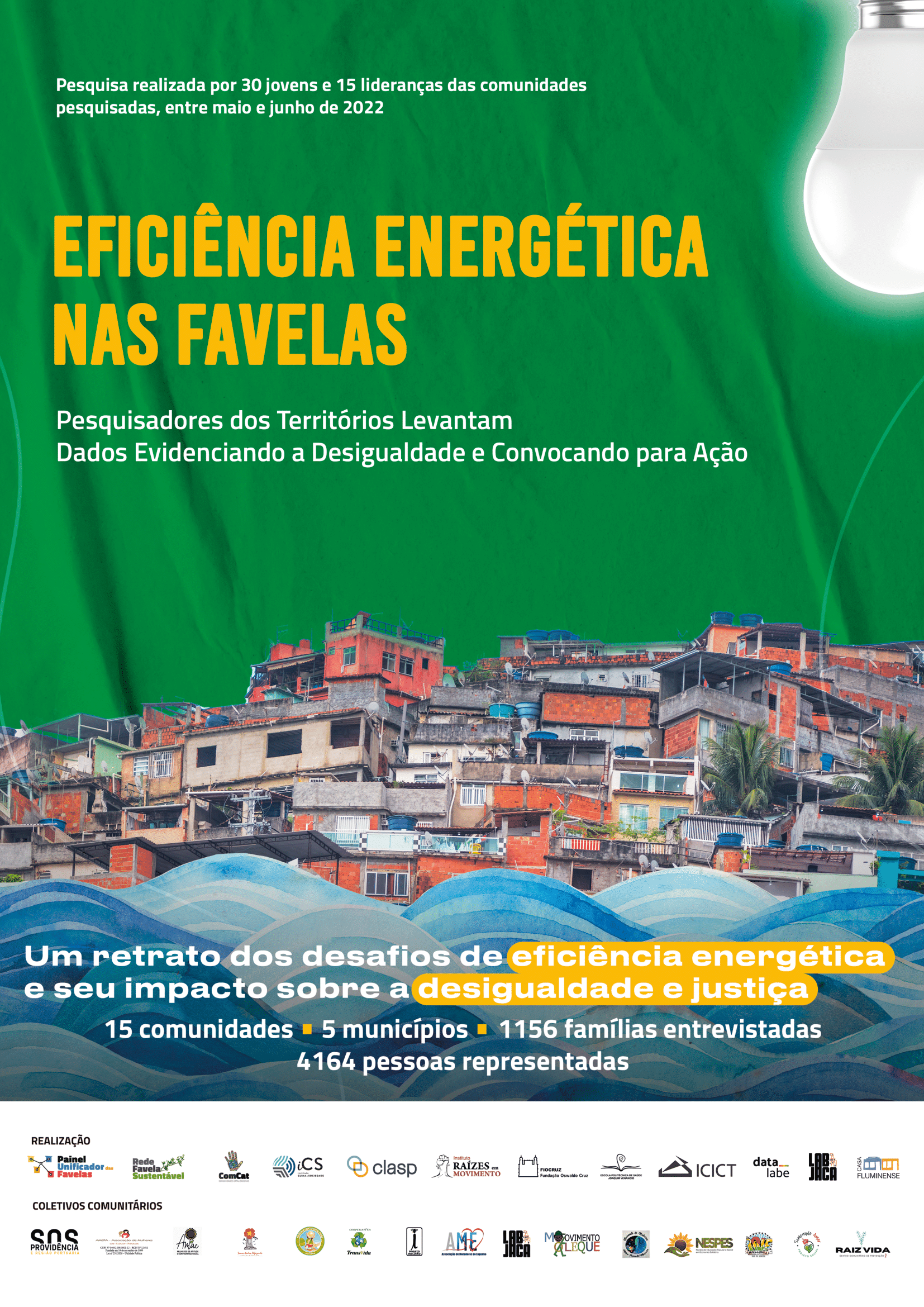 Relatório 'Eficiência Energética nas Favelas' reflete a realidade de 1.156 famílias (4.164 pessoas) em 15 favelas de cinco municípios do Grande Rio