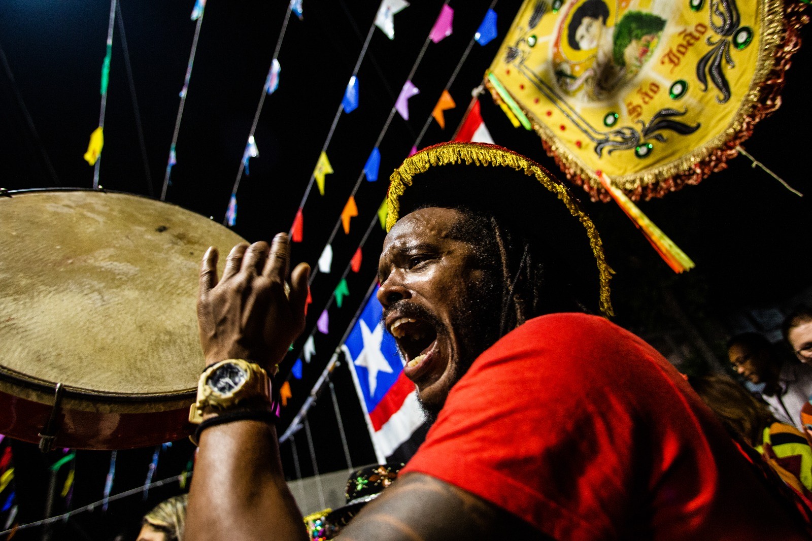 Pandeirão e bateria do grupo folclórico Brilho de Lucas. Foto: AF Rodrigues