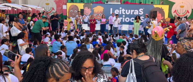 A primeira edição da FLIC Mangueira, em 2023, na quadra da escola de samba. Foto: Divulgação / Mangueira