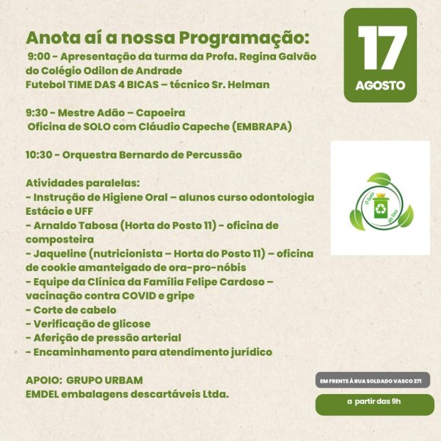 Pôster listando as atividades do dia. Foto: Perfil Instagram Luxo do Lixo