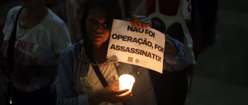 A bárbarie da megaoperação do dia 28 repercutiu no Brasil e no mundo, mobilizando manifestações contra o terrorismo de Estado em cidades como São Paulo e Brasília. Foto: Valter Campanato/Agência Brasil