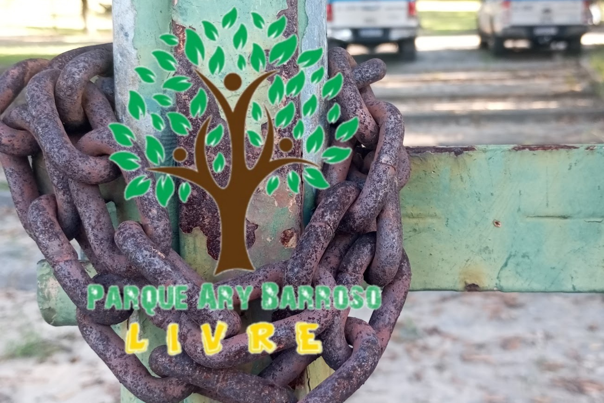 Entradas originais do Parque Ary Barroso seguem fechadas há cerca de 20 anos. Foto: Arquivo Pessoal/Reprodução Entradas originais do Parque Ary Barroso seguem fechadas há cerca de 20 anos. Foto: Arquivo Pessoal/Reprodução