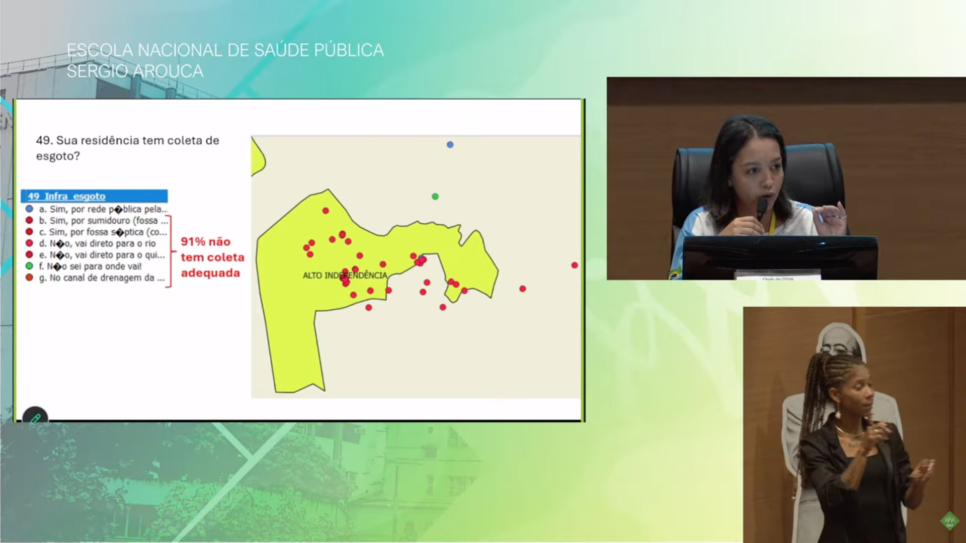 Suelen Sousa apontando os desafios vividos por moradores do Alto da Independência, em Petrópolis. Foto: Reprodução da internet Suelen Sousa apontando os desafios vividos por moradores do Alto da Independência, em Petrópolis. Foto: Reprodução da internet