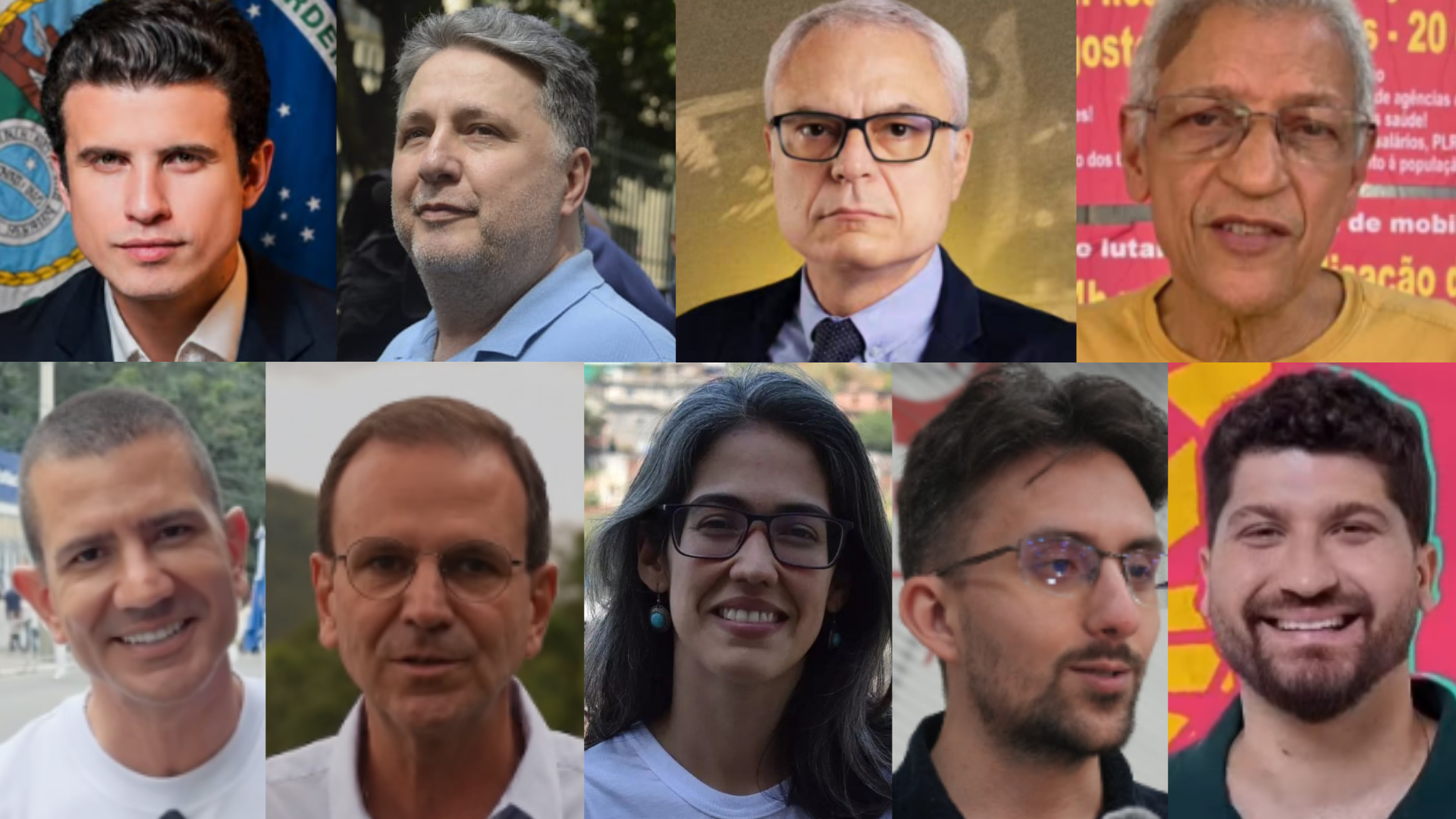 O Rio de Janeiro tem nove candidatos(as) ao governo do estado nas eleições 2026. Montagem: <em>RioOnWatch</em> O Rio de Janeiro tem nove candidatos(as) ao governo do estado nas eleições 2026. Montagem: <em>RioOnWatch</em>